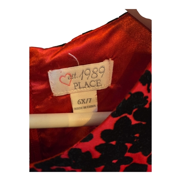 THE CHILDREN PLACE Velvet Floral Red and Black Dress - Picture 3 of 7
